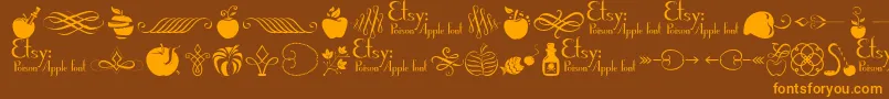 Weitere Informationen zur PoisonAppleOrnaments1Demo-Schriftart PoisonAppleOrnaments1Demo-Schriftart – Orangefarbene Schriften auf braunem Hintergrund