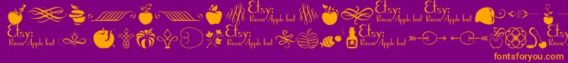 PoisonAppleOrnaments1Demo-Schriftart – Orangefarbene Schriften auf violettem Hintergrund