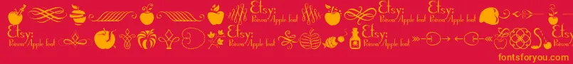 Weitere Informationen zur PoisonAppleOrnaments1Demo-Schriftart PoisonAppleOrnaments1Demo-Schriftart – Orangefarbene Schriften auf rotem Hintergrund