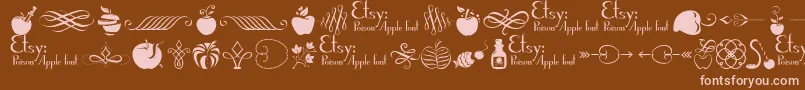 PoisonAppleOrnaments1Demo Font – Pink Fonts on Brown Background