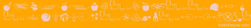 PoisonAppleOrnaments1Demo-Schriftart – Rosa Schriften auf orangefarbenem Hintergrund