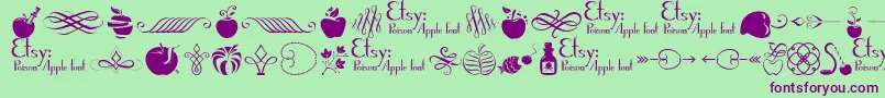 PoisonAppleOrnaments1Demo Font – Purple Fonts on Green Background
