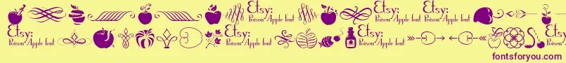 PoisonAppleOrnaments1Demo Font – Purple Fonts on Yellow Background