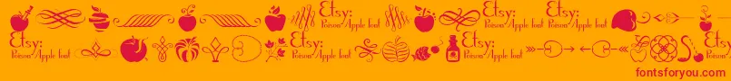 PoisonAppleOrnaments1Demo-Schriftart – Rote Schriften auf orangefarbenem Hintergrund