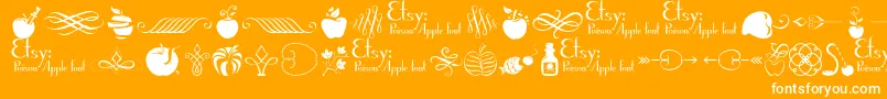 PoisonAppleOrnaments1Demo-Schriftart – Weiße Schriften auf orangefarbenem Hintergrund