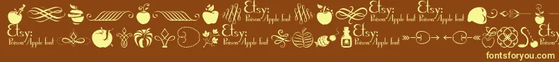 PoisonAppleOrnaments1Demo-Schriftart – Gelbe Schriften auf braunem Hintergrund