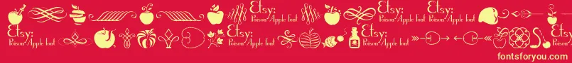 PoisonAppleOrnaments1Demo Font – Yellow Fonts on Red Background