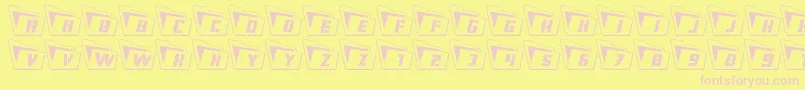 フォントEyesonlyout3D – ピンクのフォント、黄色の背景