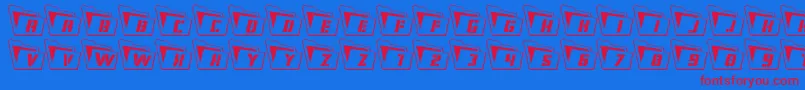 Eyesonlyout3D-Schriftart – Rote Schriften auf blauem Hintergrund