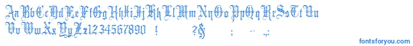 MinsterNo5-Schriftart – Blaue Schriften auf weißem Hintergrund