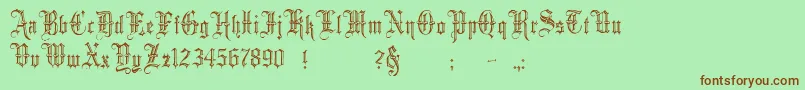 MinsterNo5-Schriftart – Braune Schriften auf grünem Hintergrund