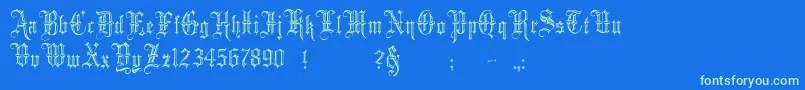 MinsterNo5-Schriftart – Grüne Schriften auf blauem Hintergrund