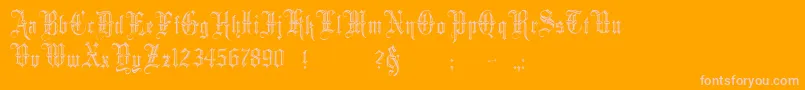 MinsterNo5-Schriftart – Rosa Schriften auf orangefarbenem Hintergrund