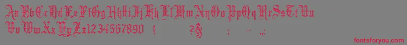 フォントMinsterNo5 – 赤い文字の灰色の背景