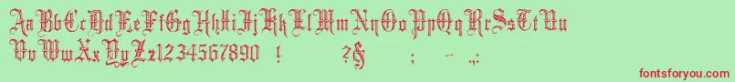 MinsterNo5 Font – Red Fonts on Green Background