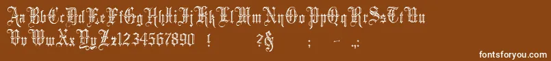 MinsterNo5-Schriftart – Weiße Schriften auf braunem Hintergrund