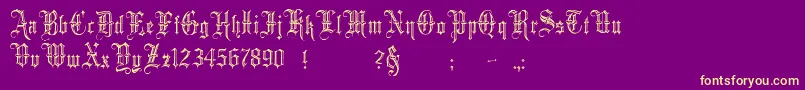 MinsterNo5-Schriftart – Gelbe Schriften auf violettem Hintergrund