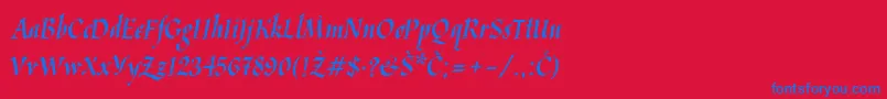 Kaligraf Latin Font – Blue Fonts on Red Background