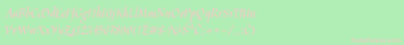 Шрифт Kaligraf Latin – розовые шрифты на зелёном фоне