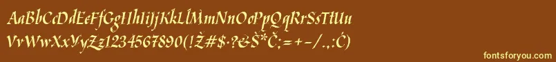 Шрифт Kaligraf Latin – жёлтые шрифты на коричневом фоне