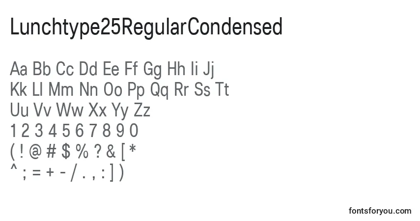 A fonte Lunchtype25RegularCondensed – alfabeto, números, caracteres especiais
