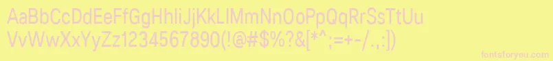 Lunchtype25RegularCondensed-fontti – vaaleanpunaiset fontit keltaisella taustalla