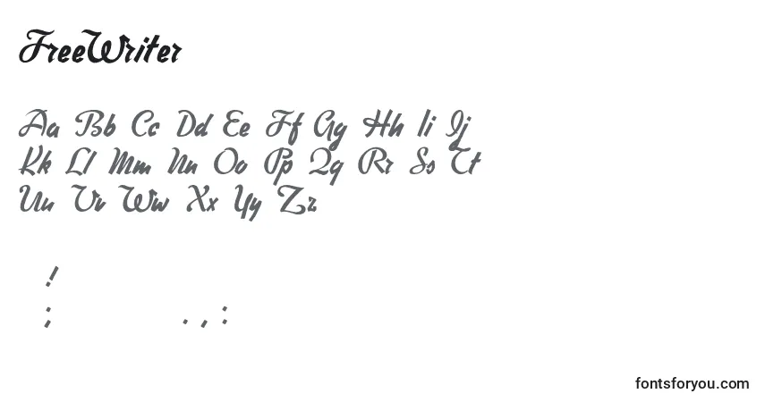 Schriftart FreeWriter (46733) – Alphabet, Zahlen, spezielle Symbole