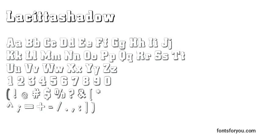 Lacittashadowフォント–アルファベット、数字、特殊文字