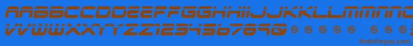 Veloped-Schriftart – Braune Schriften auf blauem Hintergrund