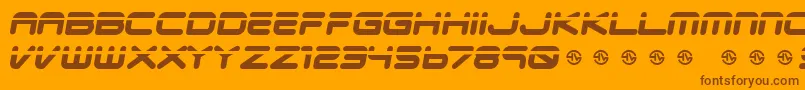Veloped-Schriftart – Braune Schriften auf orangefarbenem Hintergrund