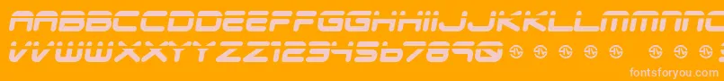 Veloped-Schriftart – Rosa Schriften auf orangefarbenem Hintergrund