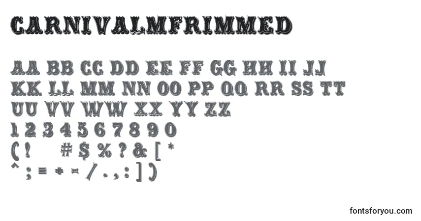 Schriftart CarnivalMfRimmed – Alphabet, Zahlen, spezielle Symbole