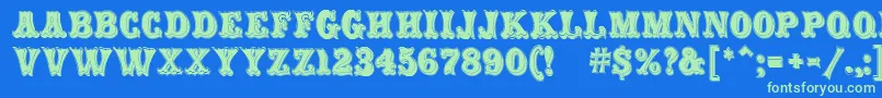 CarnivalMfRimmed Font – Green Fonts on Blue Background
