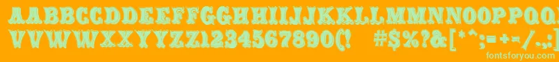 Fonte CarnivalMfRimmed – fontes verdes em um fundo laranja