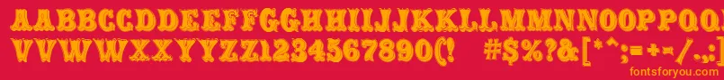 CarnivalMfRimmed Font – Orange Fonts on Red Background