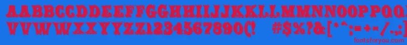 CarnivalMfRimmed-Schriftart – Rote Schriften auf blauem Hintergrund