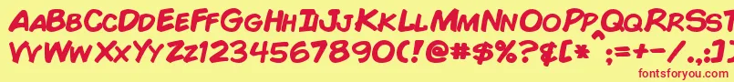 ComicBookBold Font – Red Fonts on Yellow Background