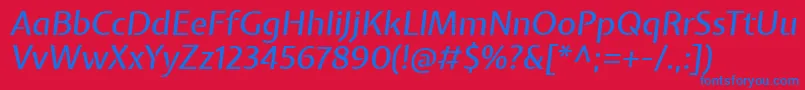Fonte ExpletussansMediumitalic – fontes azuis em um fundo vermelho