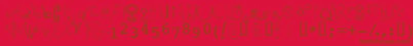 Mochi-Schriftart – Braune Schriften auf rotem Hintergrund