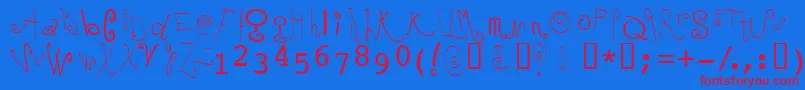 Mochi Font – Red Fonts on Blue Background