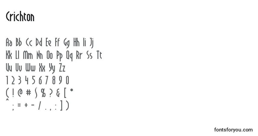 Crichton-fontti – aakkoset, numerot, erikoismerkit