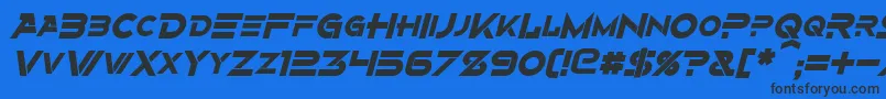 AlternityBoldItalic-Schriftart – Schwarze Schriften auf blauem Hintergrund