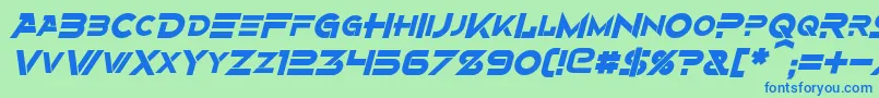 AlternityBoldItalic-fontti – siniset fontit vihreällä taustalla