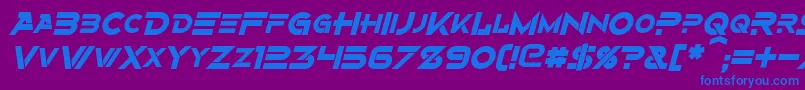 AlternityBoldItalic-fontti – siniset fontit violetilla taustalla