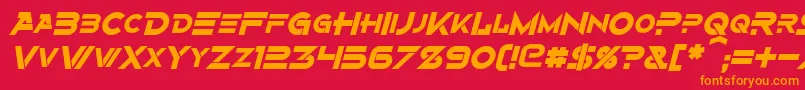 フォントAlternityBoldItalic – 赤い背景にオレンジの文字