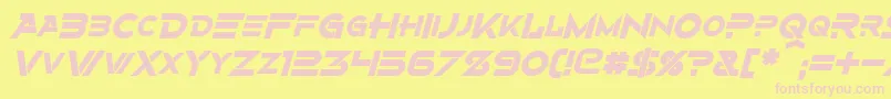 AlternityBoldItalic-fontti – vaaleanpunaiset fontit keltaisella taustalla