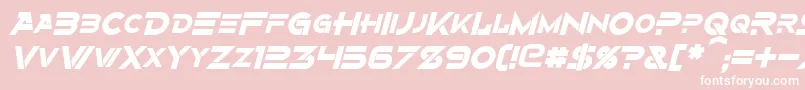 Fonte AlternityBoldItalic – fontes brancas em um fundo rosa