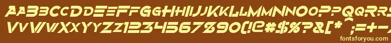 AlternityBoldItalic-fontti – keltaiset fontit ruskealla taustalla