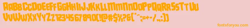フォントDeathbloodrotate – オレンジの文字がピンクの背景にあります。