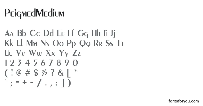 Schriftart PeigmedMedium – Alphabet, Zahlen, spezielle Symbole
